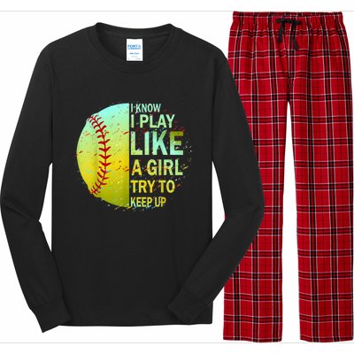 Softball Gift For Girls Long Sleeve Pajama Set