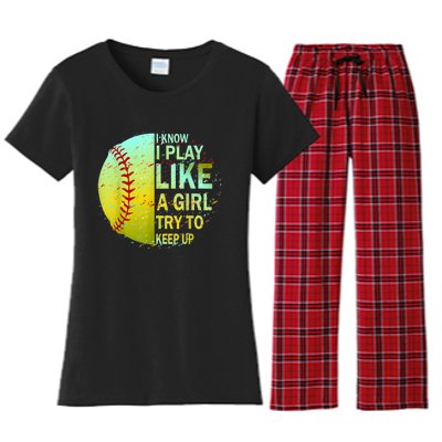 Softball Gift For Girls Women's Flannel Pajama Set