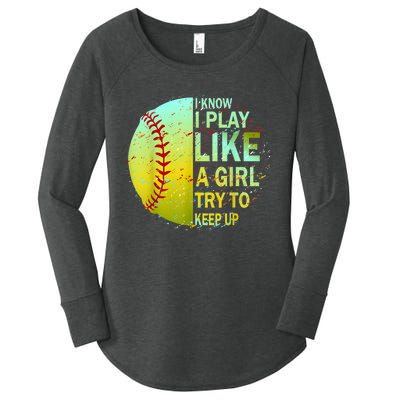 Softball Gift For Girls Women's Perfect Tri Tunic Long Sleeve Shirt