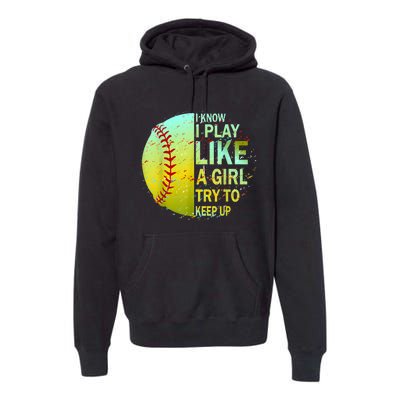 Softball Gift For Girls Premium Hoodie