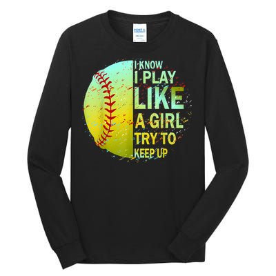 Softball Gift For Girls Tall Long Sleeve T-Shirt