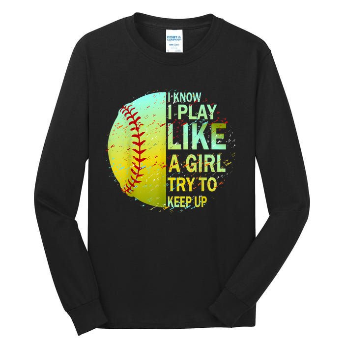 Softball Gift For Girls Tall Long Sleeve T-Shirt