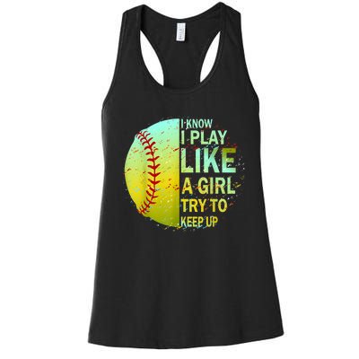 Softball Gift For Girls Women's Racerback Tank