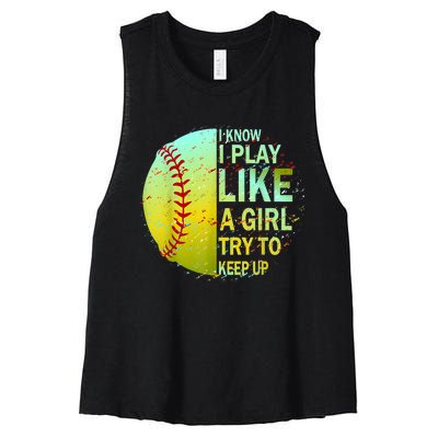 Softball Gift For Girls Women's Racerback Cropped Tank