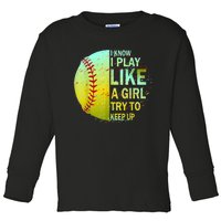 Softball Gift For Girls Toddler Long Sleeve Shirt