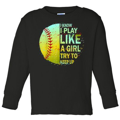 Softball Gift For Girls Toddler Long Sleeve Shirt