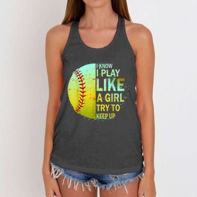 Softball Gift For Girls Women's Knotted Racerback Tank