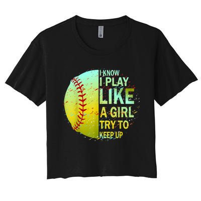 Softball Gift For Girls Women's Crop Top Tee