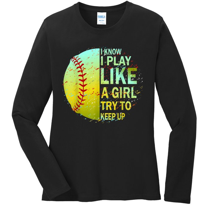 Softball Gift For Girls Ladies Long Sleeve Shirt