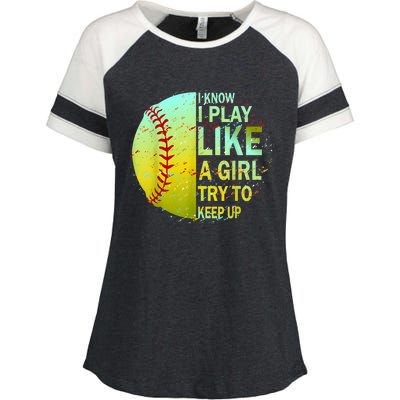 Softball Gift For Girls Enza Ladies Jersey Colorblock Tee