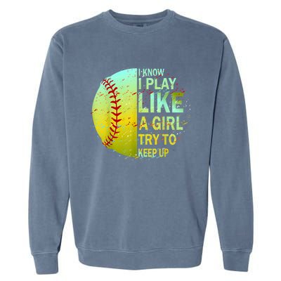 Softball Gift For Girls Garment-Dyed Sweatshirt