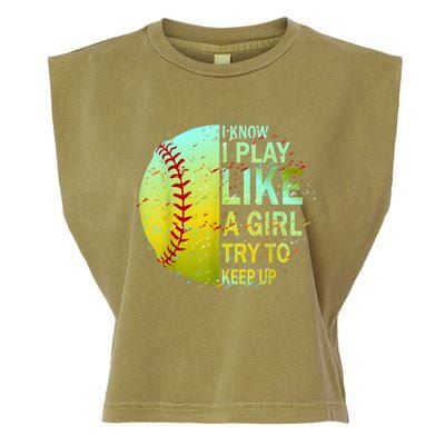 Softball Gift For Girls Garment-Dyed Women's Muscle Tee