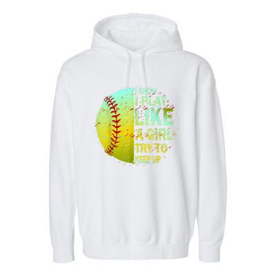 Softball Gift For Girls Garment-Dyed Fleece Hoodie