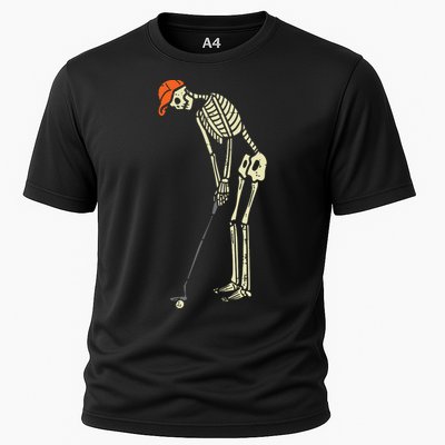 Skeleton Golf Funny Halloween Golfing Sports Golfer Cooling Performance Crew T-Shirt