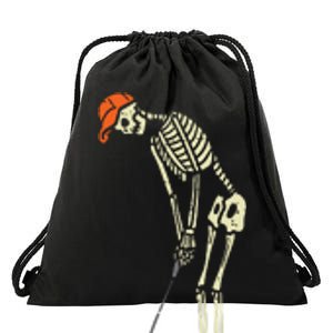 Skeleton Golf Funny Halloween Golfing Sports Golfer Drawstring Bag