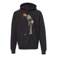 Skeleton Golf Funny Halloween Golfing Sports Golfer Premium Hoodie