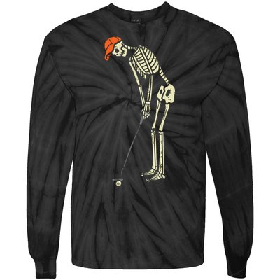 Skeleton Golf Funny Halloween Golfing Sports Golfer Tie-Dye Long Sleeve Shirt