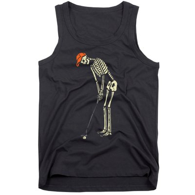 Skeleton Golf Funny Halloween Golfing Sports Golfer Tank Top