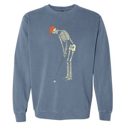 Skeleton Golf Funny Halloween Golfing Sports Golfer Garment-Dyed Sweatshirt