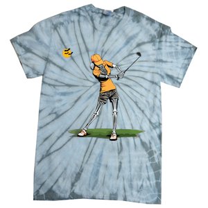 Skeleton Golf Funny Halloween Golfing Sports Golfer Women Tie-Dye T-Shirt