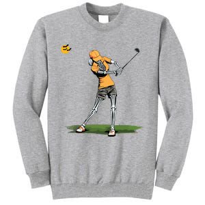 Skeleton Golf Funny Halloween Golfing Sports Golfer Women Tall Sweatshirt