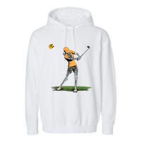 Skeleton Golf Funny Halloween Golfing Sports Golfer Women Garment-Dyed Fleece Hoodie