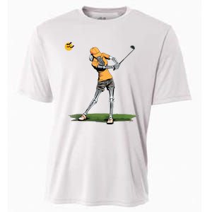 Skeleton Golf Funny Halloween Golfing Sports Golfer Women Cooling Performance Crew T-Shirt