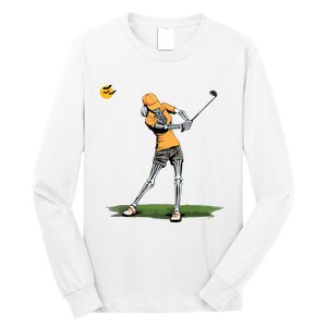 Skeleton Golf Funny Halloween Golfing Sports Golfer Women Long Sleeve Shirt