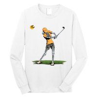 Skeleton Golf Funny Halloween Golfing Sports Golfer Women Long Sleeve Shirt