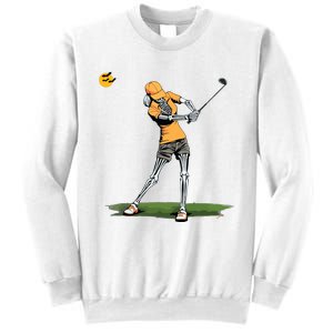 Skeleton Golf Funny Halloween Golfing Sports Golfer Women Sweatshirt