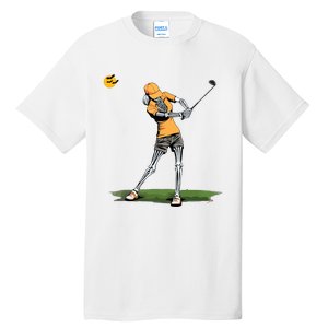 Skeleton Golf Funny Halloween Golfing Sports Golfer Women Tall T-Shirt