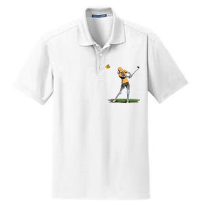 Skeleton Golf Funny Halloween Golfing Sports Golfer Women Dry Zone Grid Polo