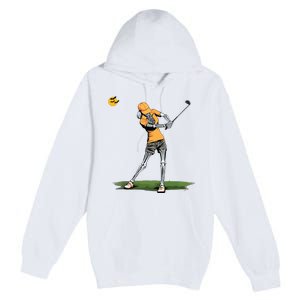 Skeleton Golf Funny Halloween Golfing Sports Golfer Women Premium Pullover Hoodie