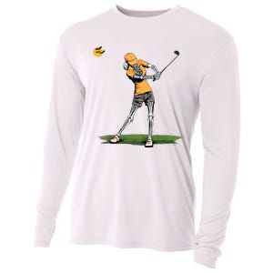 Skeleton Golf Funny Halloween Golfing Sports Golfer Women Cooling Performance Long Sleeve Crew