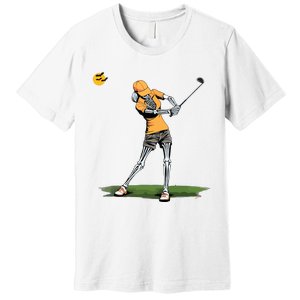 Skeleton Golf Funny Halloween Golfing Sports Golfer Women Premium T-Shirt