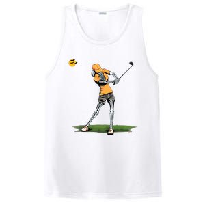 Skeleton Golf Funny Halloween Golfing Sports Golfer Women PosiCharge Competitor Tank