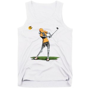 Skeleton Golf Funny Halloween Golfing Sports Golfer Women Tank Top