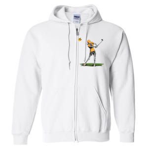 Skeleton Golf Funny Halloween Golfing Sports Golfer Women Full Zip Hoodie