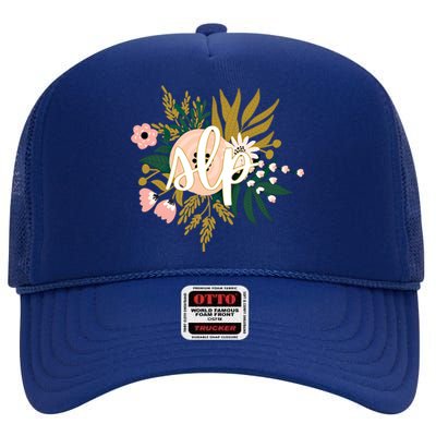 Slp Gift For Speechcute Giftlanguage Pathologist Gift High Crown Mesh Back Trucker Hat