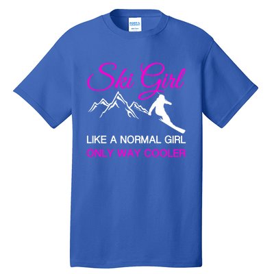 Ski Girl Funny Skiing Gift Girls Winter Sport Lover Gift Tall T-Shirt