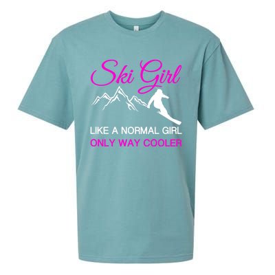 Ski Girl Funny Skiing Gift Girls Winter Sport Lover Gift Sueded Cloud Jersey T-Shirt