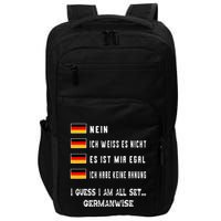 Speaking German Funny Deutsch Student German Language Impact Tech Backpack