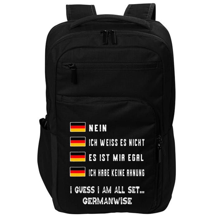 Speaking German Funny Deutsch Student German Language Impact Tech Backpack