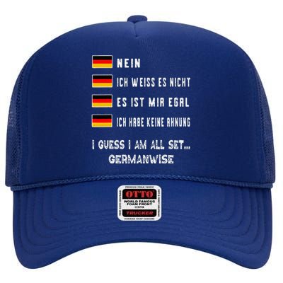 Speaking German Funny Deutsch Student German Language High Crown Mesh Back Trucker Hat