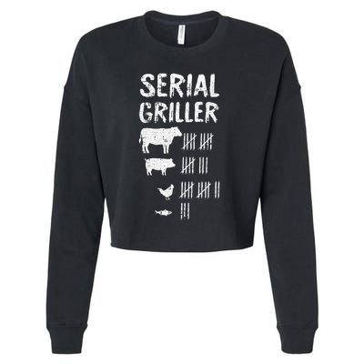 Serial Griller Fathers Day Funny Grilling Grill BBQ Master Cropped Pullover Crew