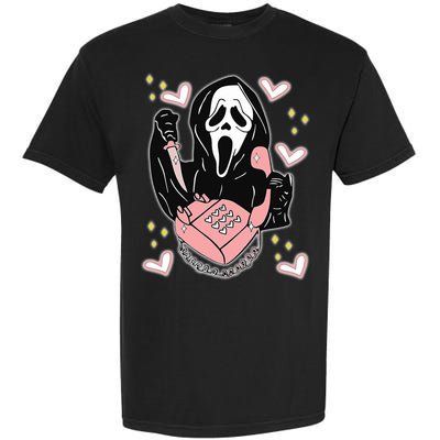 Scary Ghost Face Phone Ghostface Calling Garment-Dyed Heavyweight T-Shirt