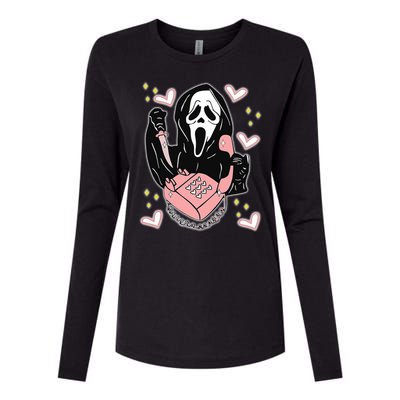 Scary Ghost Face Phone Ghostface Calling Womens Cotton Relaxed Long Sleeve T-Shirt