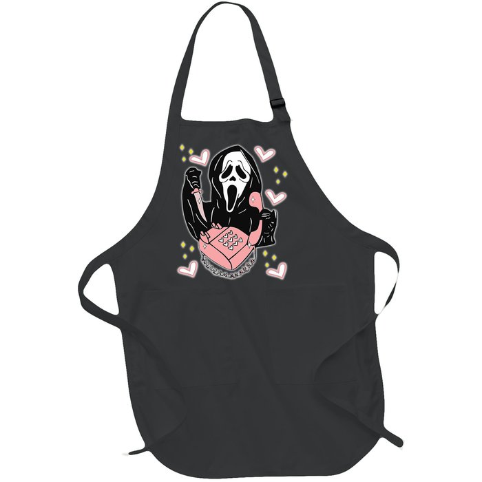 Scary Ghost Face Phone Ghostface Calling Full-Length Apron With Pockets