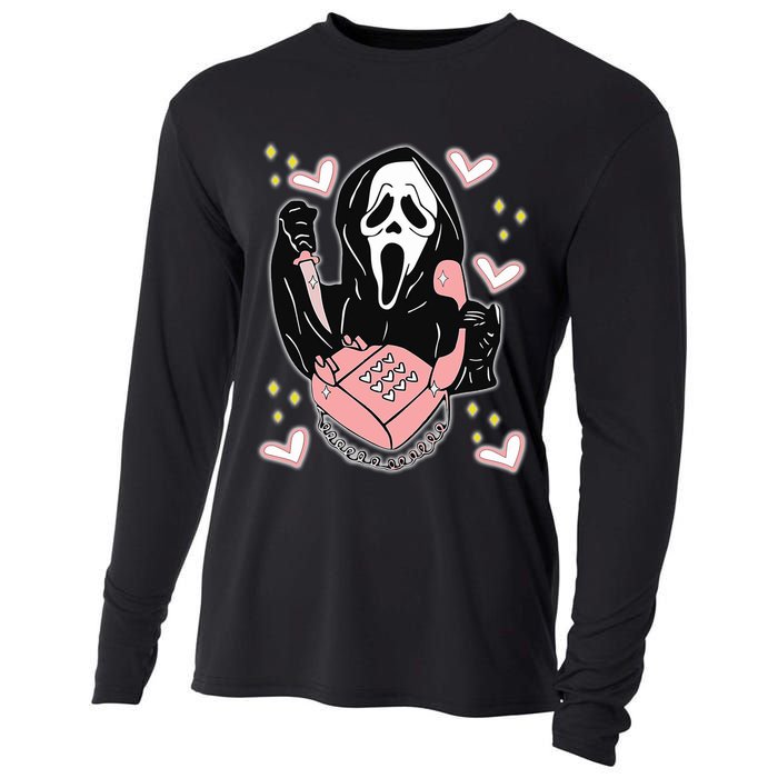 Scary Ghost Face Phone Ghostface Calling Cooling Performance Long Sleeve Crew