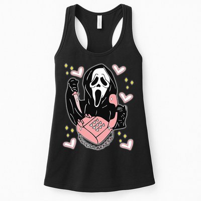 Scary Ghost Face Phone Ghostface Calling Womens Tank Top